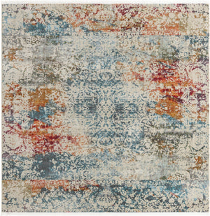 Unique Loom Baracoa Panamericana Machine Made Medallion Rug Cream, Blue/Orange/Red/Gray/Gold 8' 2" x 8' 2"