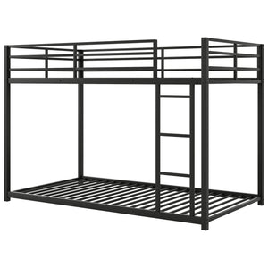 English Elm Twin Over Twin Metal Bunk Bed Low Profile with Full Guardrail Ladder Quiet Steel Frame Sturdy Support Black MF285535AAB