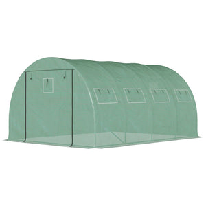 English Elm Outsunny Walk-in Tunnel Hoop Greenhouse Galvanized Steel Frame with Mesh Ventilation W2225P229421