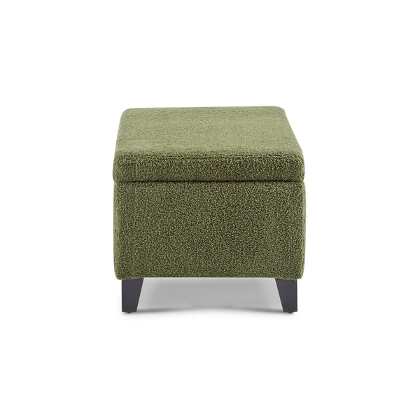 English Elm Christopher Knight Home® - Storage Ottoman Boucle Fabric Flip-Top with Birch Wood Legs, 250 lb Capacity, Compact Stylish Organizer Dark Brown,Green N779P291641G