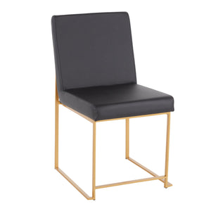 English Elm High Back Fuji Contemporary Dining Chair Set Of 2 - Gold & Black Faux Leather, Modern Comfort & Style B202P223539