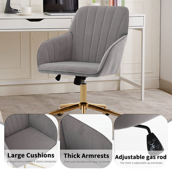 English Elm Ty Ergonomic Adjustable Office Chair - Plush Velvet Swivel Seat For Ultimate Comfort & Style W2311P199082-GIGA