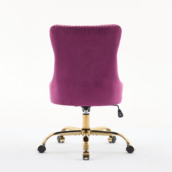 English Elm A&A Tufted Chenille Office Chair with Gold Chrome Base, Plush High-Rebound Cushion for Comfort Purple W1143P369101