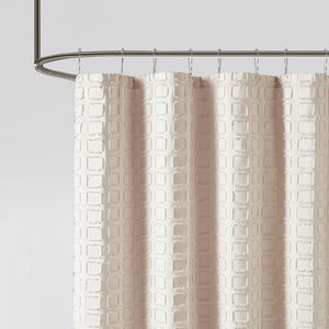 JLA Home Madison Park - Woven Textured Shower Curtain with Clipped Square Weave, Machine Washable, Durable 72x72 Inches Sand MP70-6710