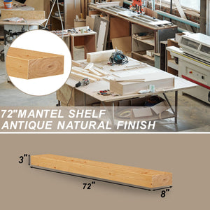 English Elm Fireplace Mantel 72" Diy Floating Wood Shelf - Handcrafted Rustic Design For Custom Home Décor T3210P391504