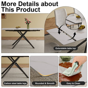 English Elm Retractable Sintered Stone Dining Table Set With 8 Chairs – Modern Design, Durable, Easy Assembly W509S00127-GIGA