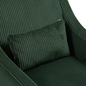 English Elm COOLMORE Modern Accent Chair with Plush Corduroy Upholstery, Solid Wood Frame and Two Pillows Emerald W395P195360