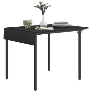 English Elm HOMCOM Industrial Drop Leaf Dining Table for 2-4, Space-Saving Folding MDF Top, Metal Frame, Black W2225P229202
