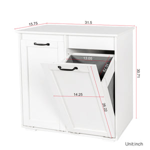 English Elm Laundry Cabinet Dual-Compartment Hamper with 2 Removable Liner Bags, Durable Melamine Finish, Space-Saving Storage W331P206345