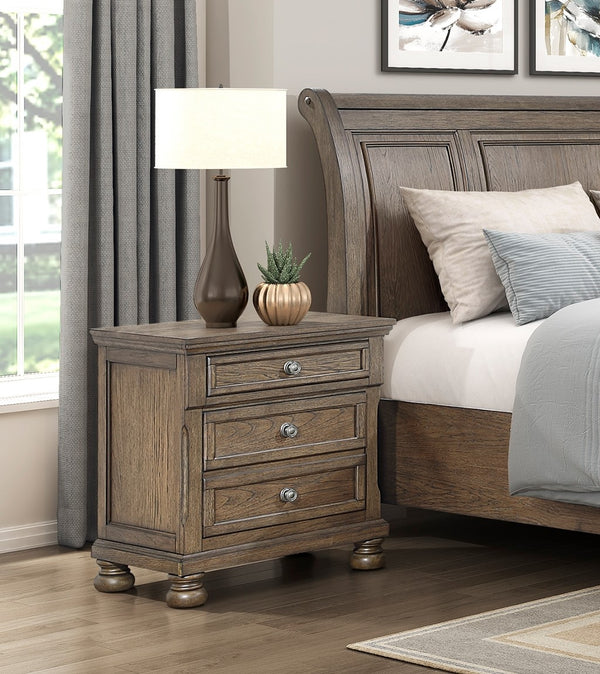 English Elm Transitional Antique Brown 3-Drawer Nightstand with Felt Jewelry Tray, Dovetail Drawers, Fully Assembled B011P353096