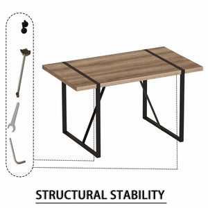 English Elm 55" Modern Mdf Wood Dining Table & 4 Saddle Leather Chairs Set - Eco-Friendly, Stylish & Durable! W2189S00712