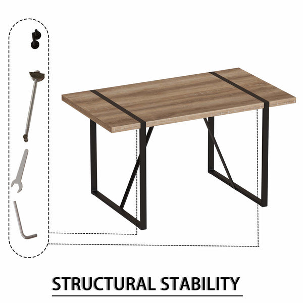 English Elm 55" Modern Mdf Wood Dining Table & 4 Saddle Leather Chairs Set - Eco-Friendly, Stylish & Durable! W2189S00712