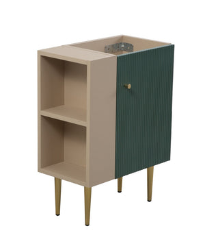 English Elm 21.6" Sage Green Bathroom Vanity Base with Open Shelf and Gold Hardware Accents W1920P385633