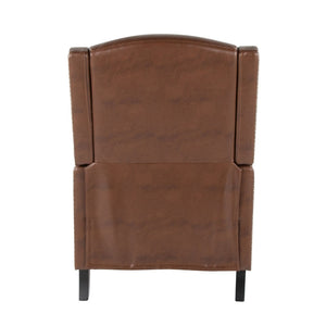 English Elm Stanley Tufted Faux Leather Manual Recliner with Black Wood Base for Living Room B202P471349