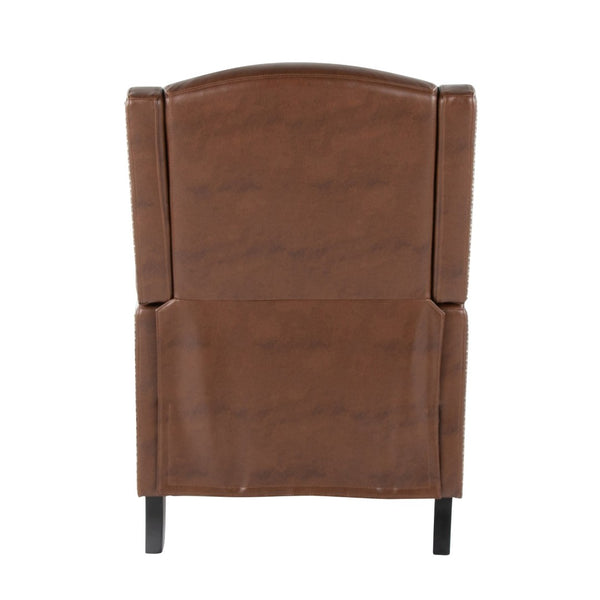 English Elm Stanley Tufted Faux Leather Manual Recliner with Black Wood Base for Living Room B202P471349