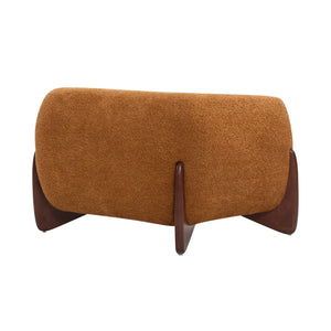 English Elm Christopher Knight Home® - Modern Upholstered Round Arm Accent Chair with Velvet Finish, Elegant Curved Back and Three Legs Design Dark yellow,Walnut 39.5 L x 32.5 W x 23.25 H N776P216196T