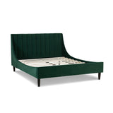 English Elm Aspen Vertical Tufted Modern Headboard Platform Bed Set, Queen, Evergreen Velvet