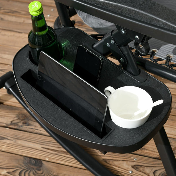 English Elm Outsunny 2-Piece Zero Gravity Rocking Chairs Set - Foldable Reclining Lounge With Cup Holder & Pillow W2225P174345-GIGA