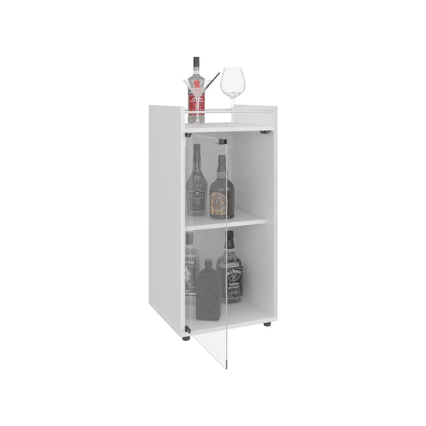 English Elm Theba Kronos White Minibar Cabinet with Double Doors and Open Shelf, Compact Modern Bar Storage B070P337130