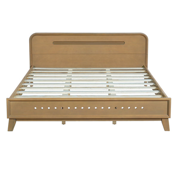 English Elm Christopher Knight Home® - Pine Solid Wood Queen Bed - Rustic Yellow Finish, Easy Assembly, No Box Spring Needed, Sturdy Design N770P291028N_N770P291029N