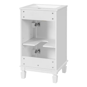 English Elm 18-inch French Country Freestanding Bathroom Vanity Rubberwood Cabinet with Ceramic Sink White N710P371187K