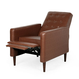 English Elm Christopher Knight Home® - Fabric Recliner Chair Mid-Century Modern Pushback Single Sofa with Tufted Cushion, Birch Legs, Cozy Comfort Light Brown 60741.00PUCOGN
