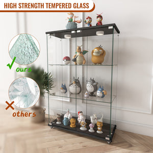 English Elm Modern Glass Display Cabinet With Led Lights - Quick Assembly, 2-Door, 3-Shelf, Ideal For Collectibles W241P242926
