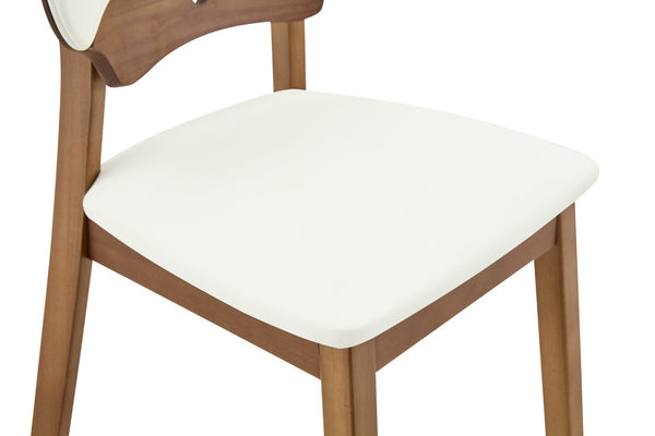 English Elm 2 Solid Walnut Toned Wood Dining Chairs Gray Fabric Seat Hollowed Backrest Modern Walnut,White W1151P455536