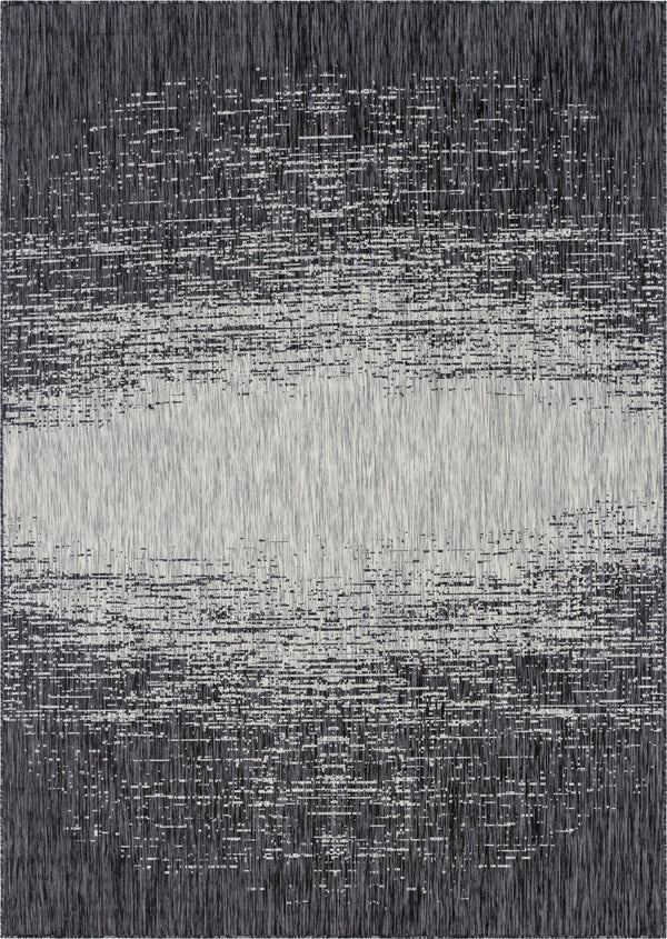 Unique Loom Outdoor Modern Ombre Machine Made Abstract Rug Charcoal Gray, Ivory/Gray 7' 10" x 11' 4"