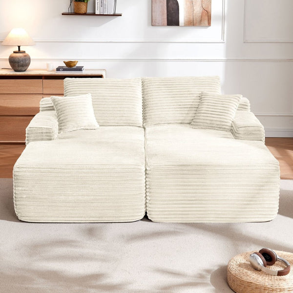 English Elm 75"cloud Plush Fabric Double Chaise Sectional Deep Seat Sofa for Modern Living Room W3975S00056