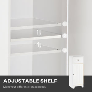English Elm kleankin Compact Bathroom Storage Cabinet 12.5" W x 35" H with Drawer, Adjustable Shelf, Anti-Tip, White Elegance W2225P216994