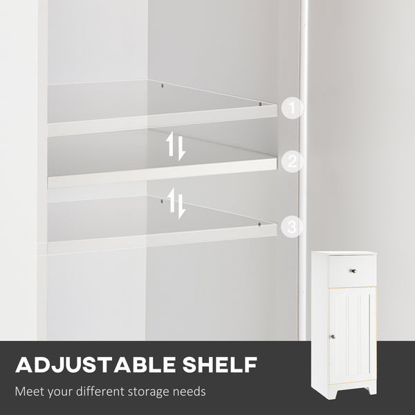 English Elm kleankin Compact Bathroom Storage Cabinet 12.5" W x 35" H with Drawer, Adjustable Shelf, Anti-Tip, White Elegance W2225P216994