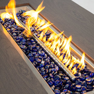 English Elm 60-INCH Modern Fire Pit Table with Stainless Steel Burner, Rain Cover, Propane Heater for Patio Gatherings Black,Walnut W3131P333699