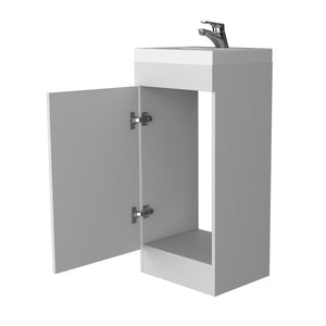 English Elm Madrid Bathroom Vanity Melamine White 1 Door Compact Modern Storage Cabinet for Small Baths B128S00012