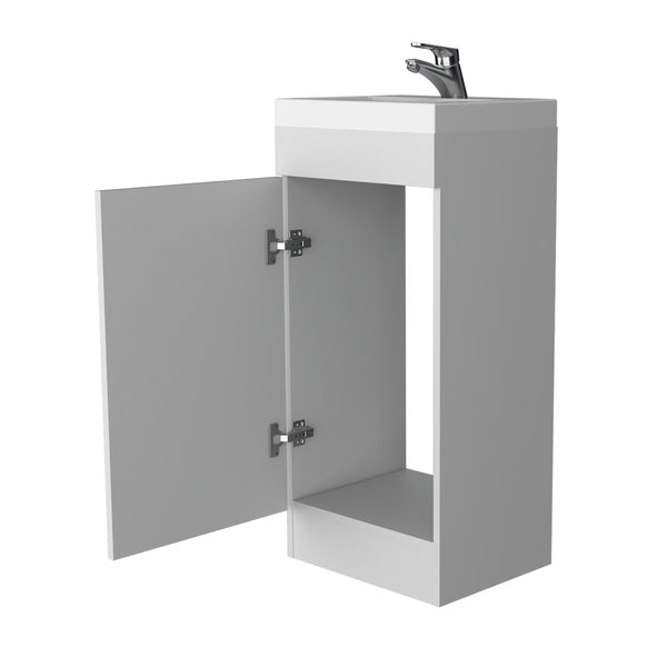 English Elm Madrid Bathroom Vanity Melamine White 1 Door Compact Modern Storage Cabinet for Small Baths B128S00012