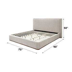 English Elm Orane Gray Fabric Queen Bed - Modern Upholstered Design With Sturdy Support, No Box Spring Needed! B2726S00374-GIGA