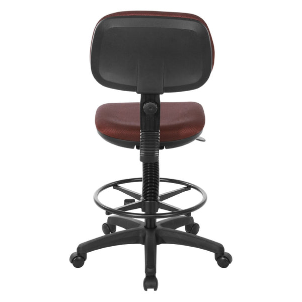 OSP Home Furnishings Sculptured Ergonomic Drafting Chair with Adjustable Footrest for Counter Height Workstations Wine DC517-298