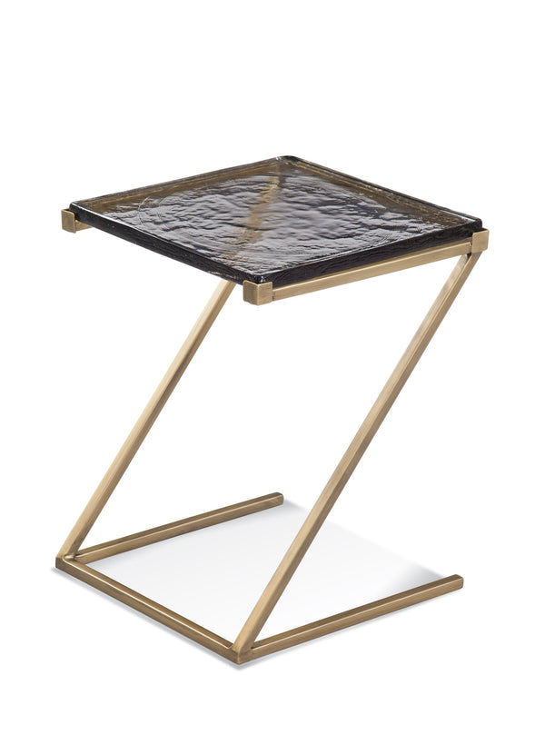 Basset Mirror Corina Scatter Table - Unique Handcrafted Glass Top With Liquid Gold Iron Frame & Textured Finish Gold Metal ,Cast Glass 8825-lr-223