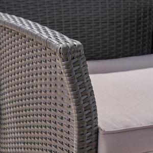 English Elm Christopher Knight Home® - ST LUCIA CHAIR Stylish PE Rattan Patio Seat with Iron Frame, Waterproof Fabric, Compact 28.25x25.5x17 Grey 54676.00GRY