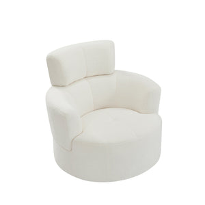 English Elm 360° Swivel Chair - Plush Upholstered Barrel Accent Chair With Adjustable Headrest For Home & Office N719P272676A