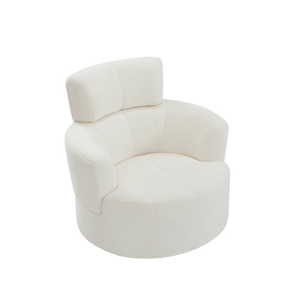 English Elm 360° Swivel Chair - Plush Upholstered Barrel Accent Chair With Adjustable Headrest For Home & Office N719P272676A