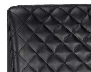 Sunpan LEIGHLAND DINING CHAIR - Timeless Tufted Elegance with Antique Brass Frame for Sophisticated Spaces Black 104910