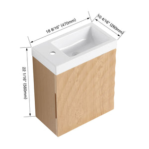English Elm 18.5" Wall-Mounted Bathroom Vanity With Soft-Close Door & Resin Sink For Coastal Charm & Storage W1972P362136