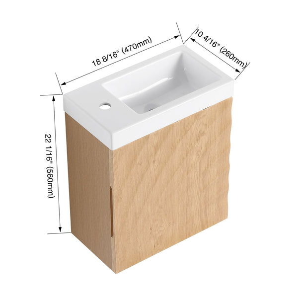 English Elm 18.5" Wall-Mounted Bathroom Vanity With Soft-Close Door & Resin Sink For Coastal Charm & Storage W1972P362136