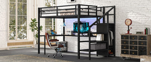 English Elm Full Size Pine Loft Bed House Frame with Slide Bookshelves and Moon Star Rails W1580S00286