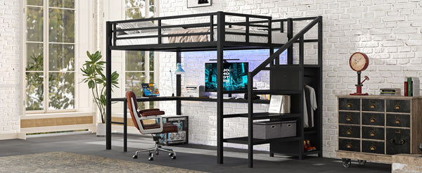 English Elm Full Size Pine Loft Bed House Frame with Slide Bookshelves and Moon Star Rails W1580S00286