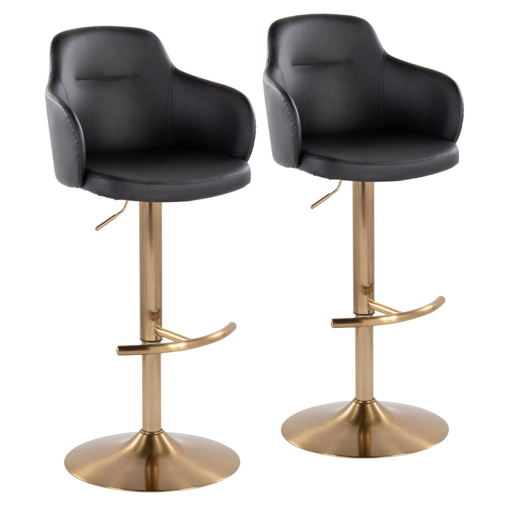 English Elm Adjustable Velvet Swivel Barstools with Chrome Base for Kitchen or Home Bar Set of 2 Black B202S01961