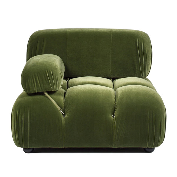 English Elm Jennifer Taylor Home - Marcel Luxurious 36" Bubble Modular Lounge Arm Chair with Bouclé Upholstery and Eucalyptus Frame Olive Green B2719P238259