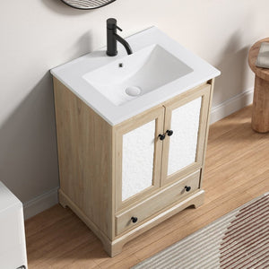 English Elm White Ceramic Wall Mount Bathroom Sink with Integrated Towel Bar for Modern Baths W3402P362474