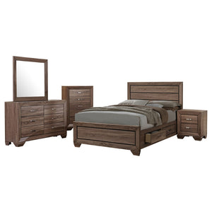 English Elm Carina Queen Bedroom Set Grey Oak Paneled Headboard Nickel Hardware Five Piece Taupe B062S00746